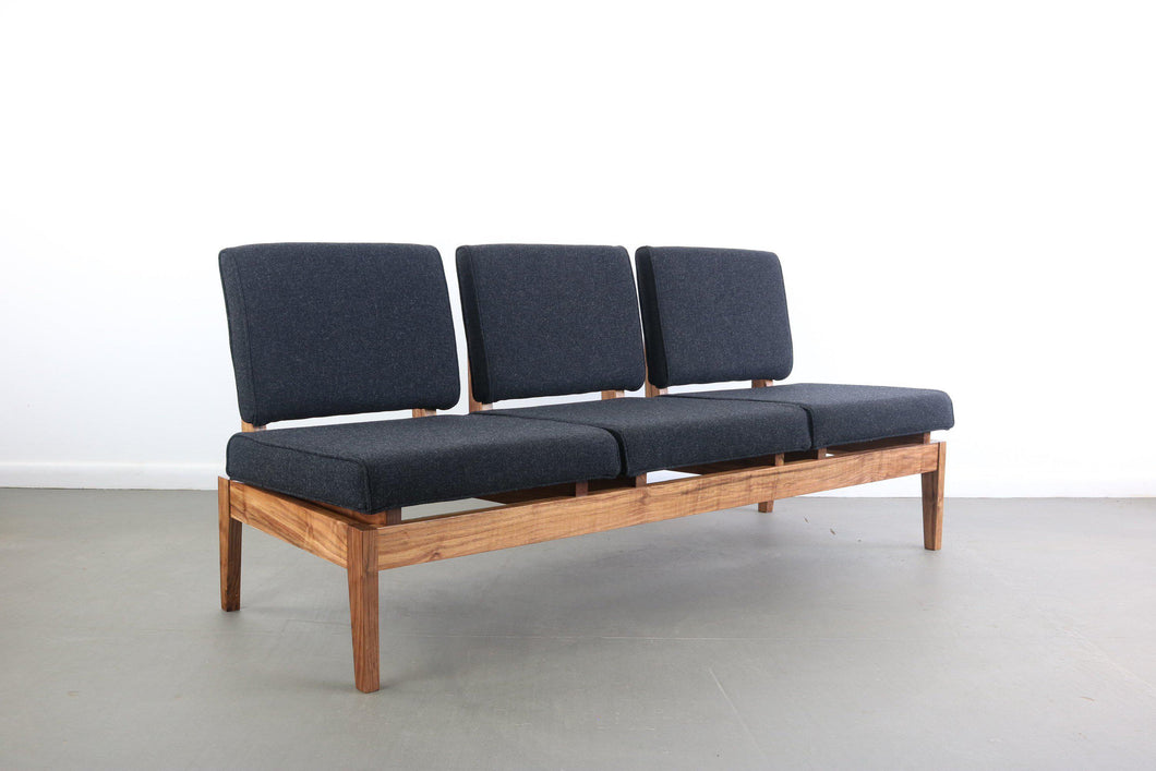 Mid Century Modern Three Seater Bench / Sofa in Solid Walnut Styled After Jens Risom-ABT Modern