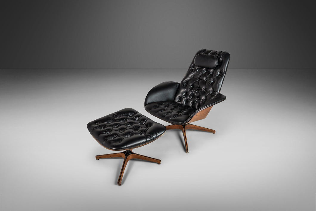 Mid Century Modern Tufted Lounge Chair and Ottoman by George Mulhauser for Plycraft, USA, c. 1960s-ABT Modern
