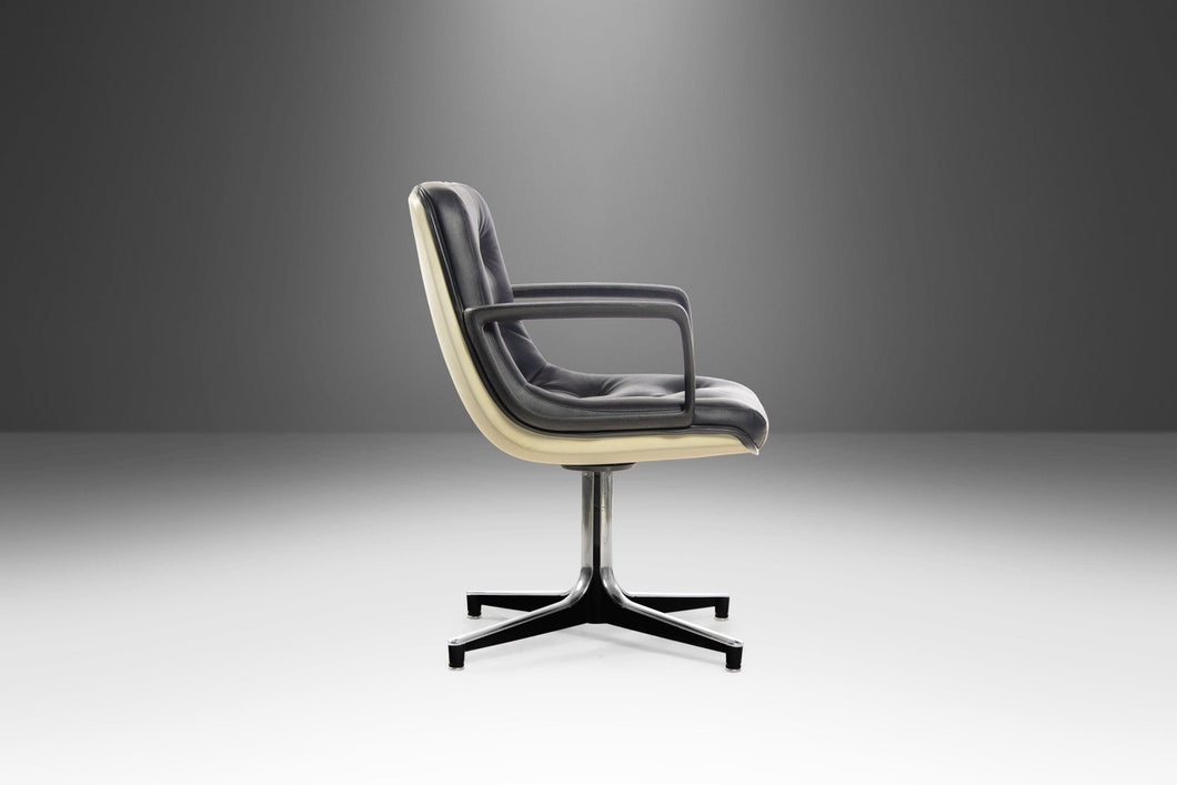 Mid Century Modern Tufted Swivel Office Chair After Charles Pollock, USA, c. 1960s-ABT Modern