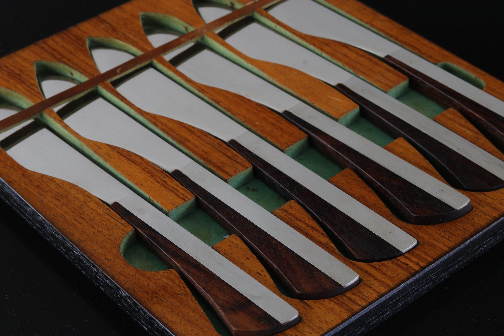 Mid Century Modern Wall Hanging Knife Set in Brazilian Rosewood, 1960s