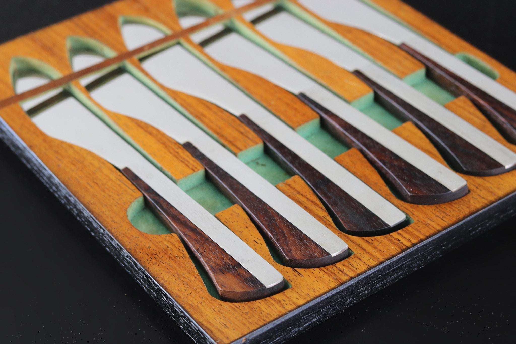 Mid Century Modern Wall Hanging Knife Set in Brazilian Rosewood, 1960s