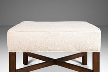 Load image into Gallery viewer, Mid Century Ottoman / Footstool / Bench After Edward Wormley for Dunbar Newly Upholsterd in Knoll Fabrics White Bouclé, USA, c. 1960s-ABT Modern
