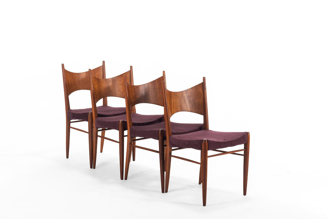 Minimal Danish Modern Contoured Walnut Dining Chairs (A Set of 4)-ABT Modern