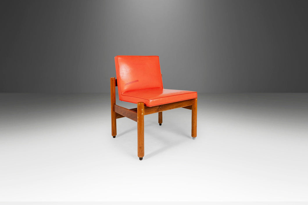 Minimalist Thonet Armless Chair Chair Found in its Original Red Naugahyde Upholstery, USA, c. 1960's-ABT Modern