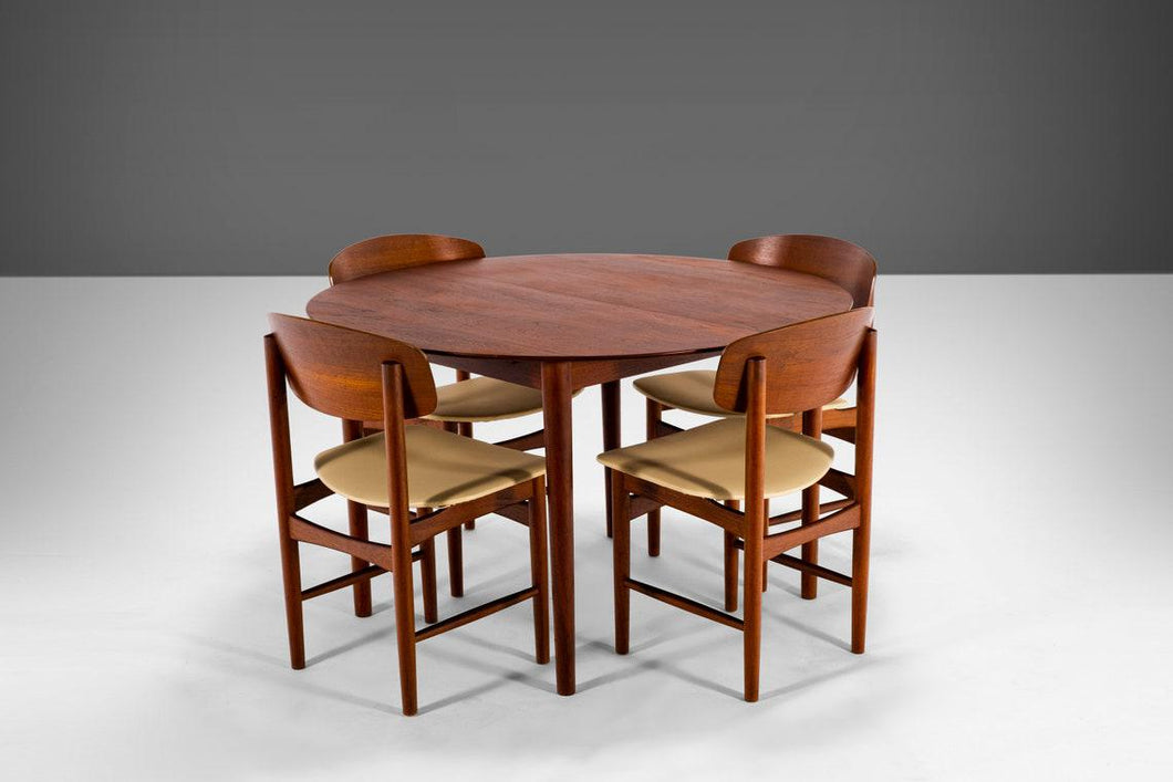 Model 121 Dining Table Paired with a Set of 4 Model 122 Dining Chairs by Borge Mogensen for Soborg Mobelfabrik in Teak, Denmark-ABT Modern