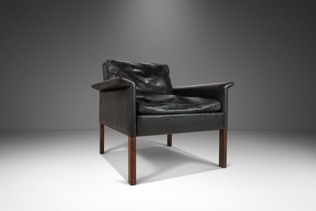 Model 500 Lounge Chair in Rosewood & Aged Black Leather by Hans Olsen for CS Møbler, Denmark, c. 1960's-ABT Modern