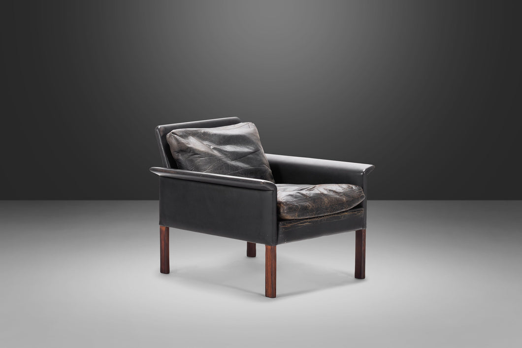 Model 500 Lounge Chair in Rosewood & Aged Leather by Hans Olsen for CS Møbler, Denmark, c. 1960's-ABT Modern