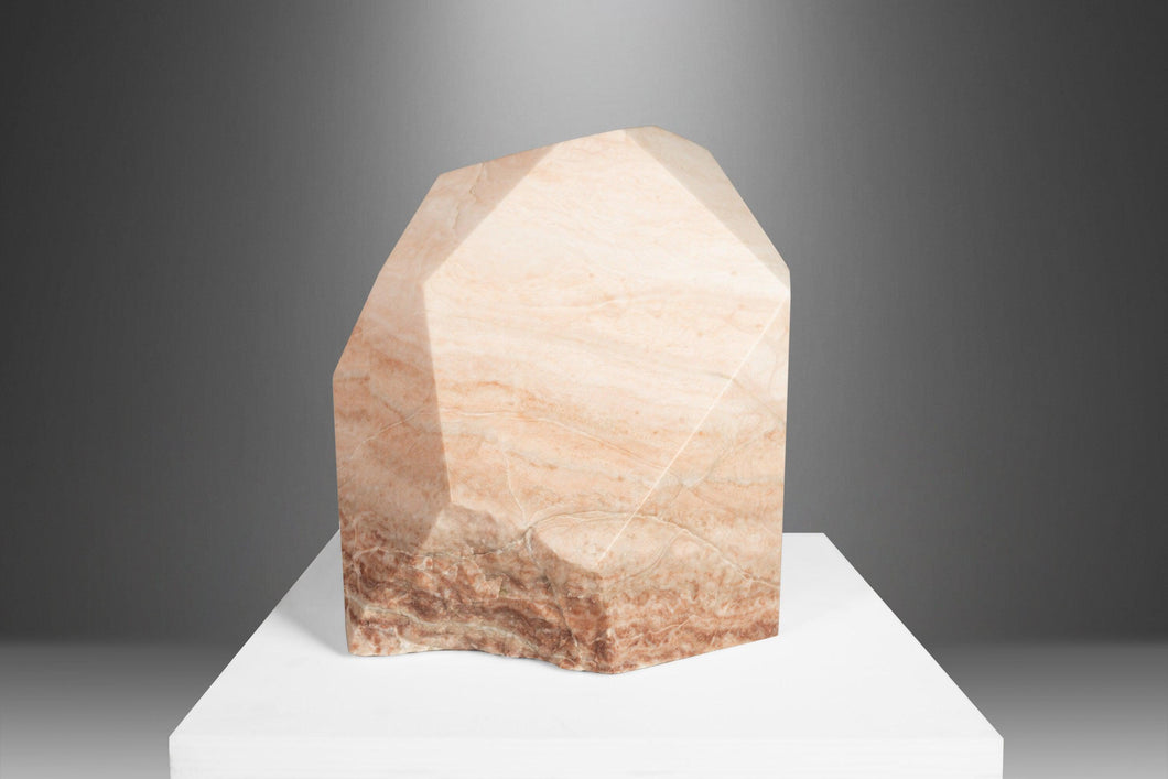 Modern Abstract Sculpture in Solid Alabaster 'Diamond' by Mark Leblanc (1/8), USA-ABT Modern