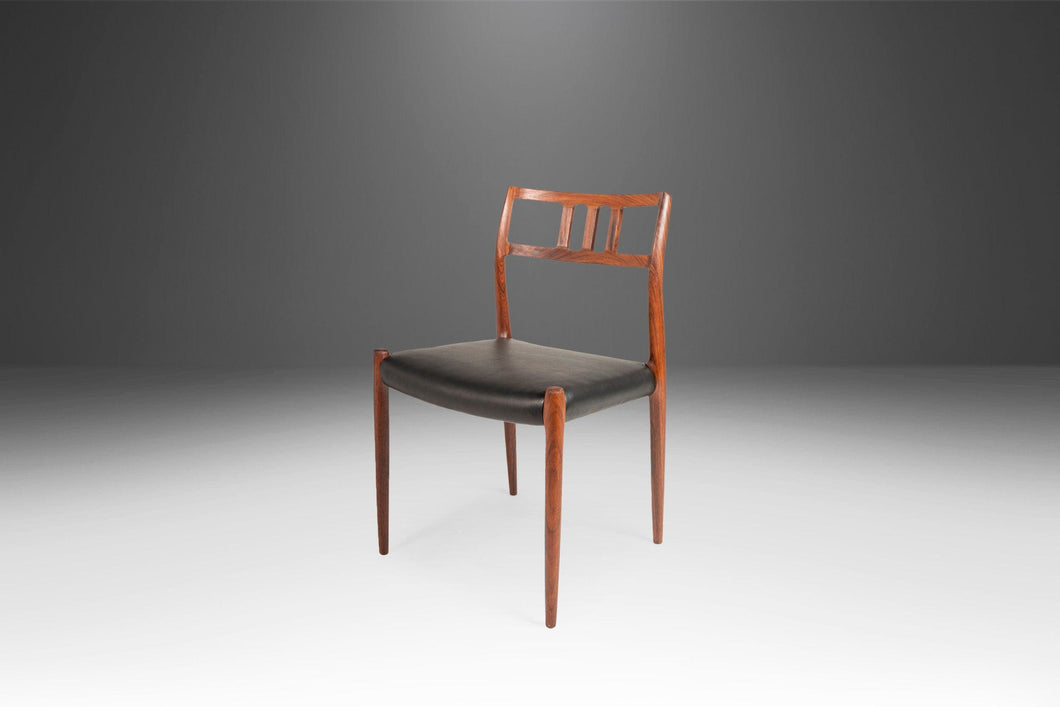 Moller Model 79 Side Chair in Rosewood & Leather by Niels Otto Møller for J.L. Møller Mobelfabrik, Denmark, c. 1960's-ABT Modern