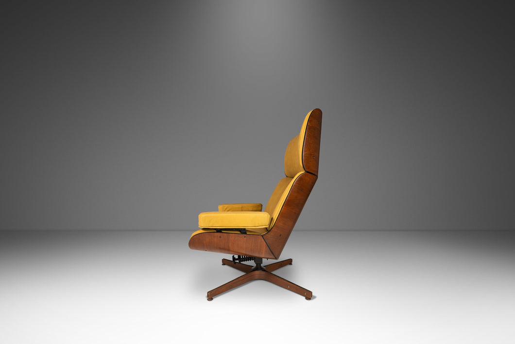 Mr. Chair Bentwood Walnut Lounge Chair in Deep Mustard Leather for Plycraft by George Mulhauser, USA, c. 1960's-ABT Modern