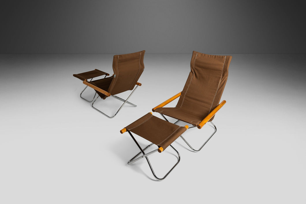 NY Folding Chairs and Matching Ottomans by Takeshi Nii, Japan, c. 1950's-ABT Modern