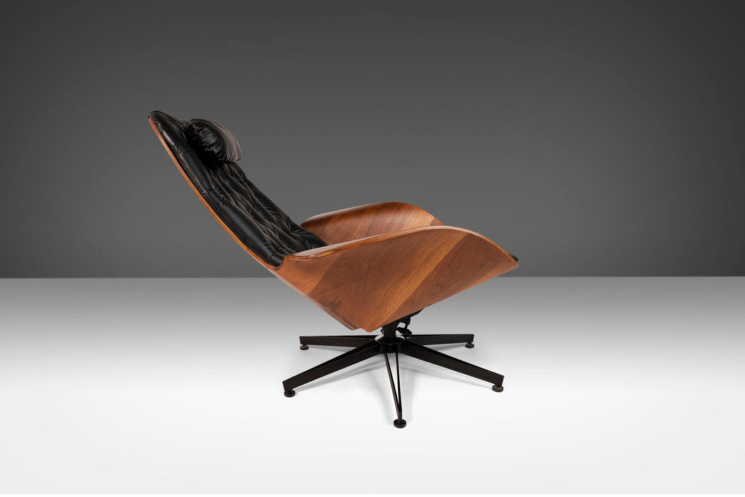 Newly Restored George Mulhauser for Plycraft Tufted Lounge Chair in Walnut and Vinyl on Metal Star Basse, c. 1960s-ABT Modern