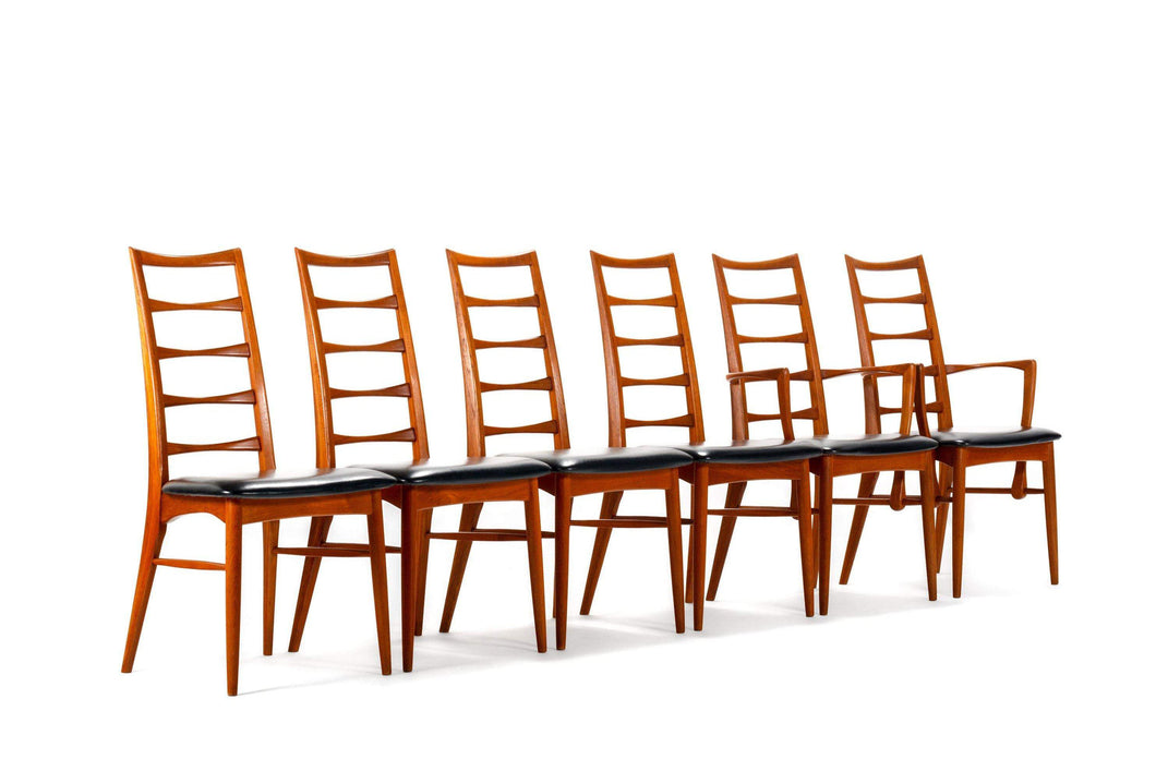 Niels Koefoeds Hornslet Set of Six ( 6 ) Liz Teak Dining Chairs-ABT Modern