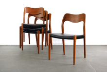 Load image into Gallery viewer, Niels Møller # 71 Teak Dining Chairs w/ Black Vegan Leatherette Seats - A Set of 8, Denmark-ABT Modern
