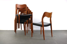 Load image into Gallery viewer, Niels Møller # 71 Teak Dining Chairs w/ Black Vegan Leatherette Seats - A Set of 8, Denmark-ABT Modern
