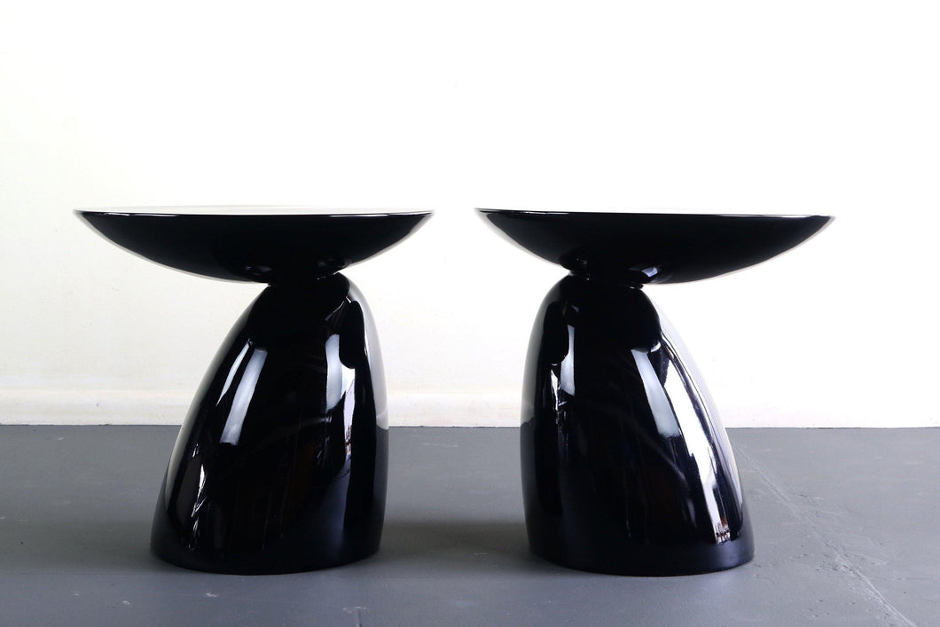 ON HOLD - Pair of Black Regency End / Side Parabel Tables Designed by Eero Aarnio-ABT Modern