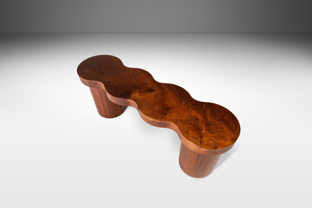 Organic Modern Bench in Solid African Sapale Mahogany by Mark Leblanc, USA, c. 2022-ABT Modern
