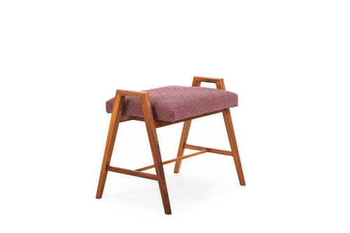Original Baldwin Acrosonic Piano Bench in Walnut Newly Upholstered in Knoll Fabric-ABT Modern