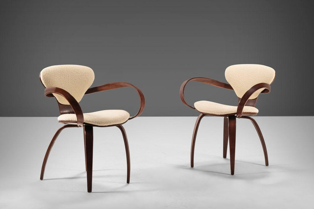 Pair of Mid-Century Modern Pretzel Chairs / Levinger Chairs by Goldman Chair in a Knoll Boucle Fabric-ABT Modern