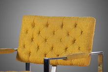 Load image into Gallery viewer, Pair of Tagged Milo Baughman for Thayer Coggin Chrome Lounge Chairs in Tufted Canary, USA, c. 1970&#39;s-ABT Modern
