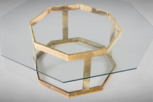 Load image into Gallery viewer, Patinaed Brass Octagonal Coffee Table with an Octagonal Glass Top After Milo Baughman, c. 1970s-ABT Modern
