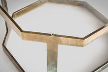 Load image into Gallery viewer, Patinaed Brass Octagonal Coffee Table with an Octagonal Glass Top After Milo Baughman, c. 1970s-ABT Modern
