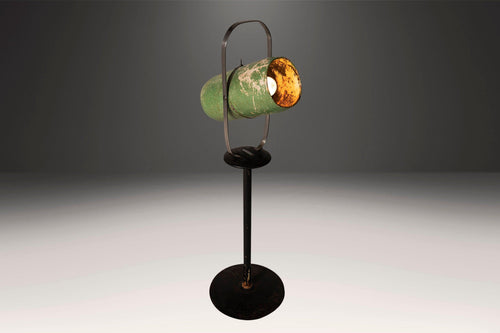 Patinaed Westinghouse Select-O-Ray Stage Light / Pedestal Lamp / Floor Lamp in Original Aged Mint Green Paint, USA, c. 1940s-ABT Modern