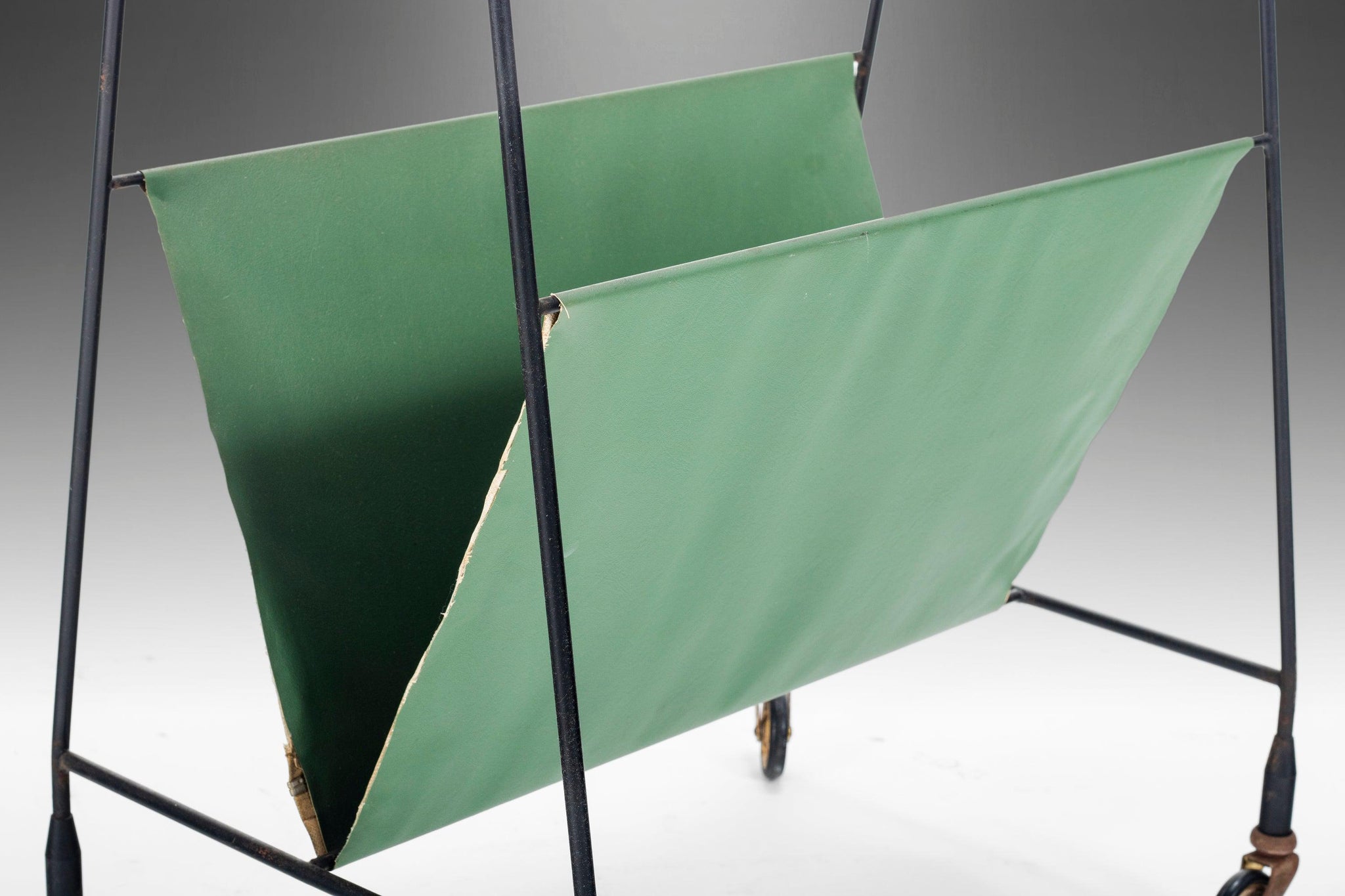 Petite Architectural Magazine Rack on Casters, West Germany, c. 1960's