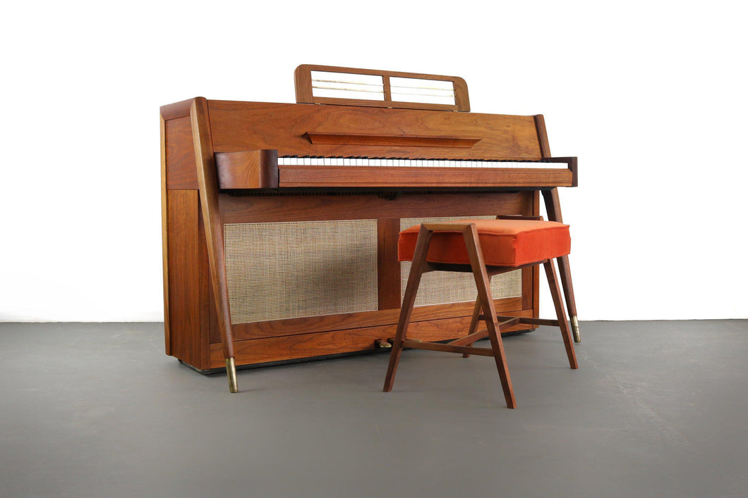 Private Listing - Rare Baldwin Acrosonic Piano in Walnut and Cane-ABT Modern