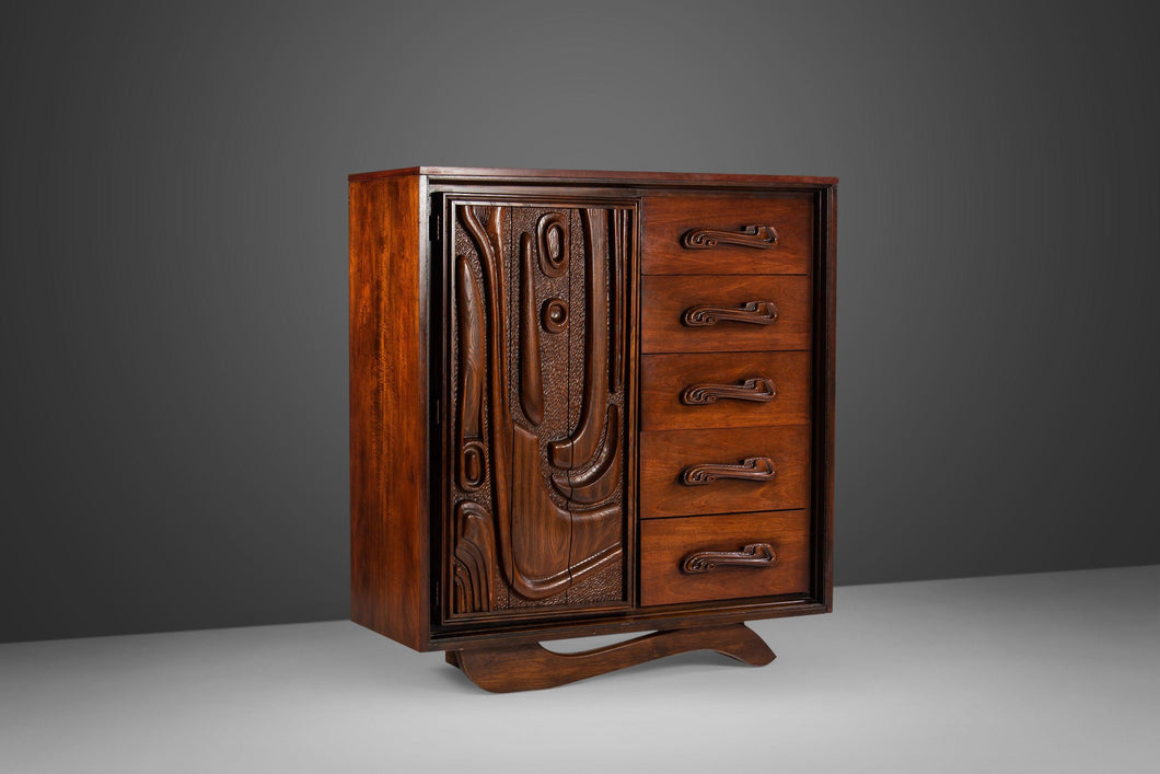 Pulaski Oceanic Tall Wardrobe / Gentlemen's Dresser, USA, c. 1960's-ABT Modern