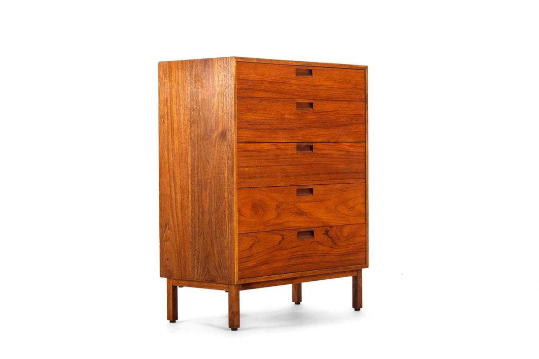 RARE Milo Baughman for Directional Five Drawer Tallboy Dresser in Waln RARE Milo Baughman for Directional Five Drawer Tallboy Dresser in Waln