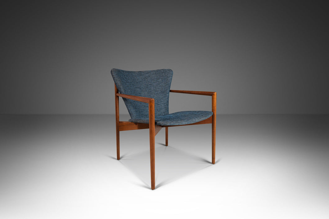 Rare Angular Lounge Chair / Armchair with Sculpted Back in Walnut After Nanna Ditzel, c. 1950s-ABT Modern