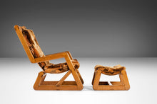 Load image into Gallery viewer, Rare Angular Oak Lounge Chair and Ottoman Set Found in Original Fabric, c. 1970s-ABT Modern
