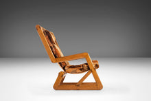 Load image into Gallery viewer, Rare Angular Oak Lounge Chair and Ottoman Set Found in Original Fabric, c. 1970s-ABT Modern
