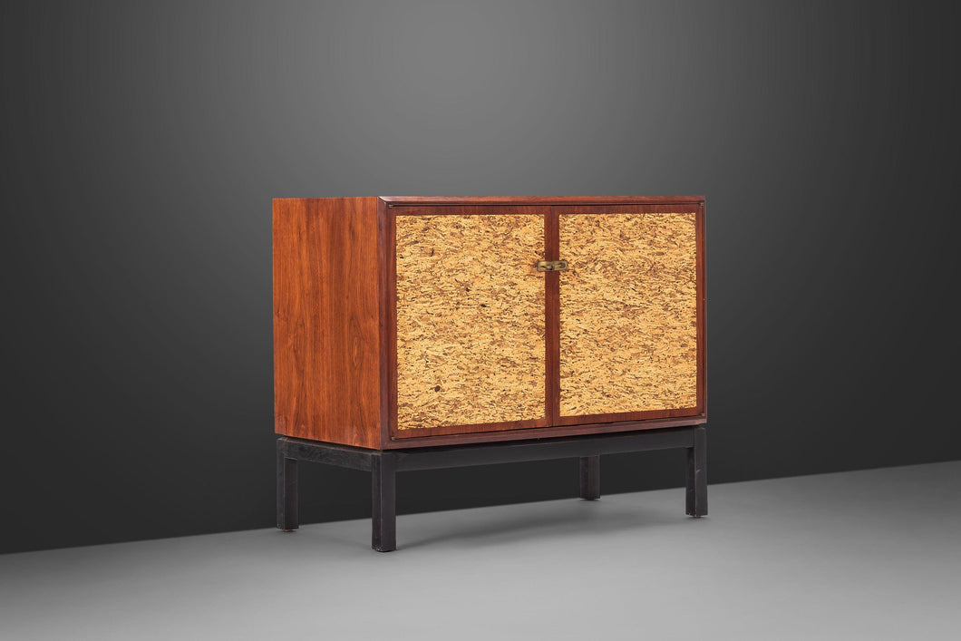 Rare Buffet / Bar Cabinet / Sideboard in Walnut w/ Cork Front by Jack Cartwright for Founders, USA, c. 1960's-ABT Modern