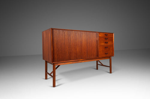 Rare Danish Modern Sideboard w/ Tambour Door in Teak by Peter Hvidt & Orla Mølgaard for Søborg, Denmark, c. 1956-ABT Modern