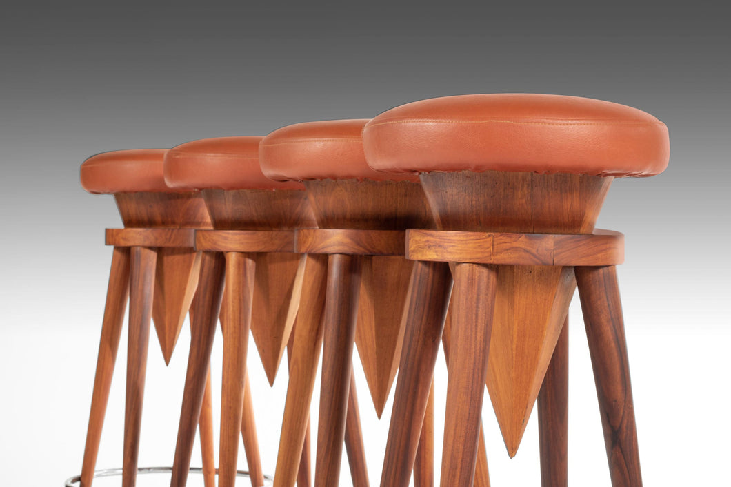 Rare Designer Bar Height Barstool in Walnut Attributed to Michael Taylor (2 Available) - Price is Per Unit, c. 1960s-ABT Modern