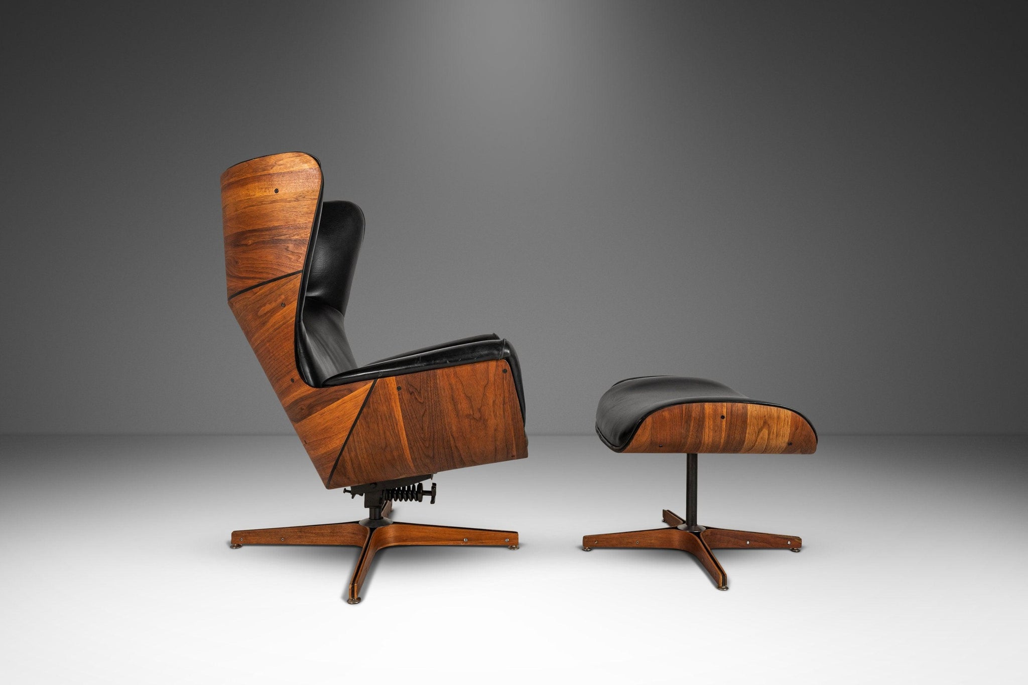 Load image into Gallery viewer, Rare George Mulhauser for Plycraft Mr. Chair Wingback Lounge Chair and Ottoman, USA, c. 1960s-ABT Modern