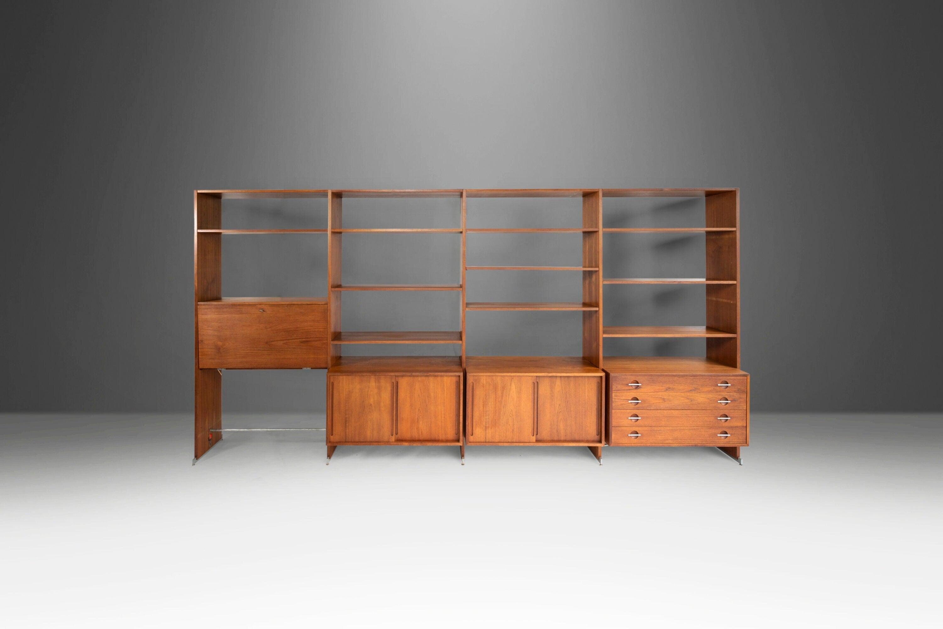 Rare Hans J. Wegner RY-100 for Ry Møbler Four Bay Wall Unit