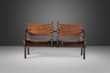 Load image into Gallery viewer, Rare Mid-Century Modern Loveseat in Solid Fruitwood &amp; Leather by Angel Pazmino, Ecuador, c. 1960&#39;s-ABT Modern
