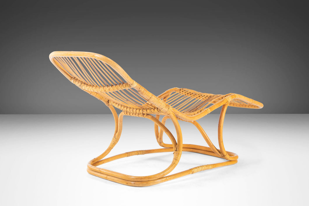 Rare Rattan Lounge Chair / Chaise Lounge Attributed to Tito Agnoli for Pierantonio Bonacina, Italy, c. 1963-ABT Modern