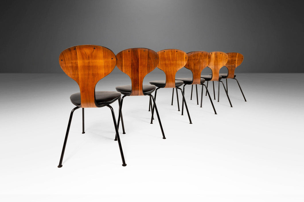 Rare Set of Six (6) Bentwood Dining w/ Metal Bases Chairs by Norman Cherner for Plycraft, USA, 1963-ABT Modern