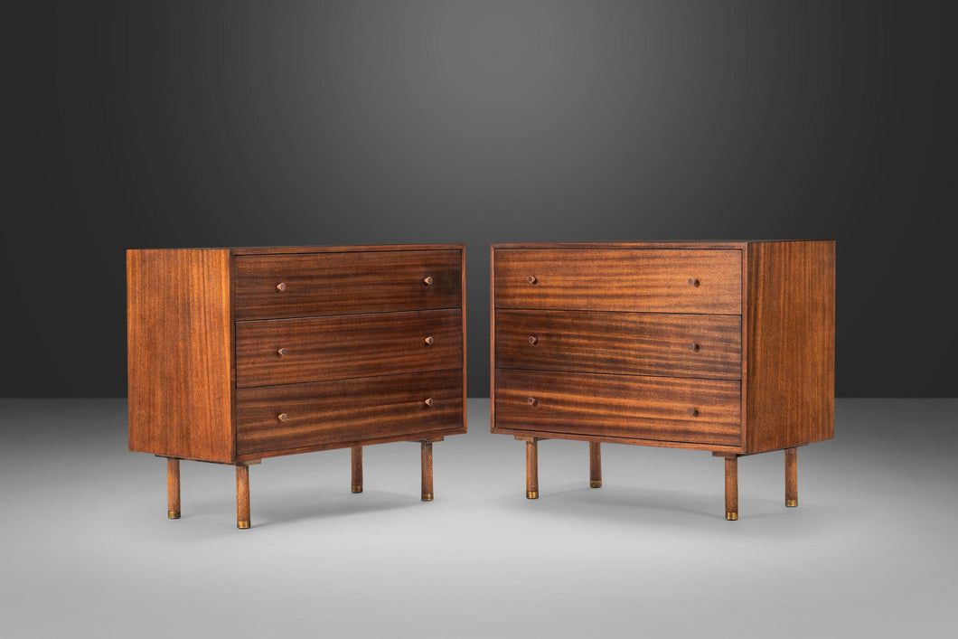 Rare Set of Two (2) Mid Century Modern Three-Drawer Dressers in Mahogany by Harvey Probber, USA, c. 1960's-ABT Modern