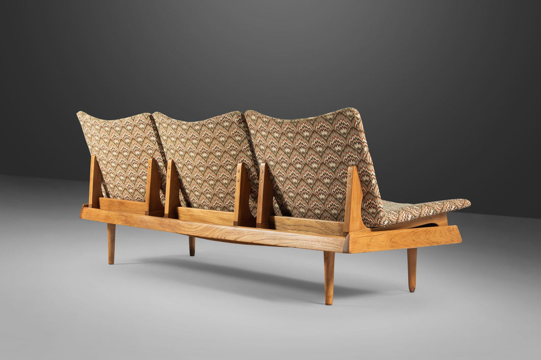 Rare Three Chair Modular Seating Bench / Sofa in Walnut by Gerald McCabe, USA, c. 1960's-ABT Modern