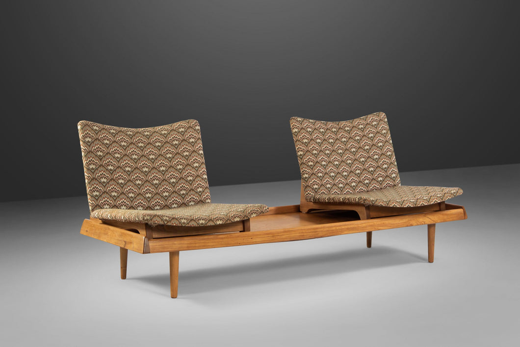 Rare Two Chair Modular Seating Bench / Sofa in Walnut by Gerald McCabe, USA, c. 1960's-ABT Modern