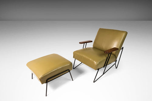 Restored Wrought Iron Chair and Ottoman by Dan Johnson for Pacific Iron, USA-ABT Modern