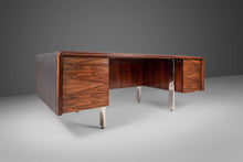Load image into Gallery viewer, Rosewood Executive Desk After Ste. Marie &amp; Laurent with Chrome Legs and Vinyl Top, c. 1960s-ABT Modern
