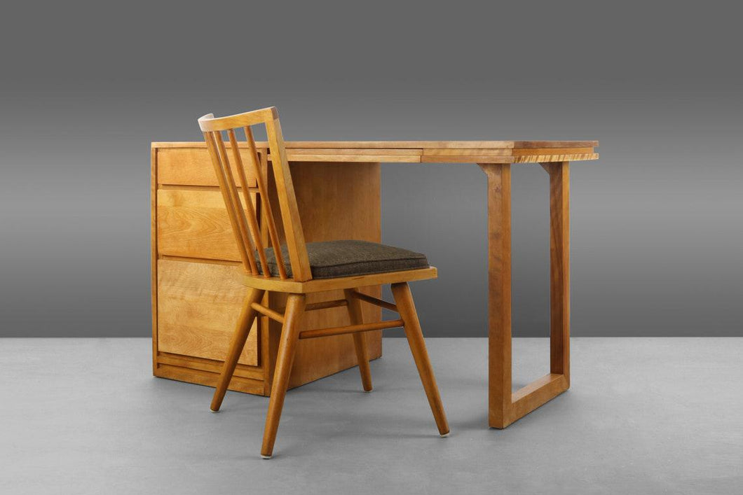 Russel Wright for Conant Ball Desk and Matching Spindle Chair in Maple, c. 1960s-ABT Modern