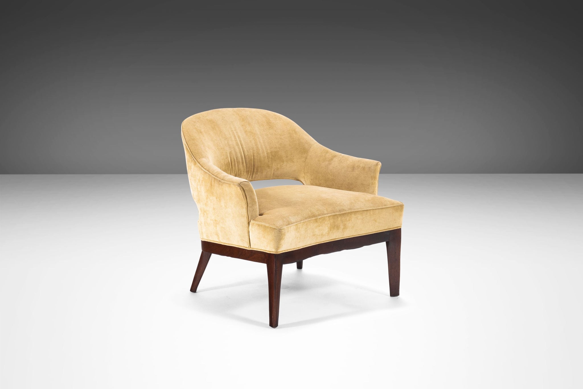 Saber Leg Lounge Chair in Walnut and Original Fabric Attributed to Har