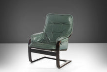Load image into Gallery viewer, Scandinavian Bentwood Lounge Chair in Sage Green Leather After Westnofa, c. 1970s-ABT Modern
